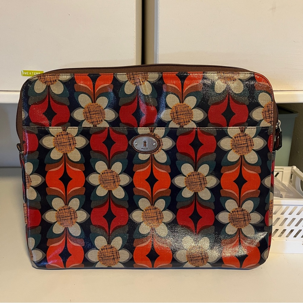 Fossil Red and Orange Laptop Bag with Durable Design
